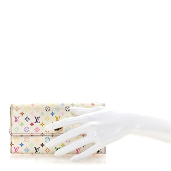 LOUIS VUITTON Monogram Multicolor Sarah Wallet White Litchi