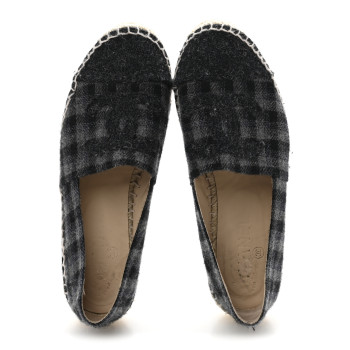 CHANEL Flannel CC Espadrilles 36 Dark Grey Black