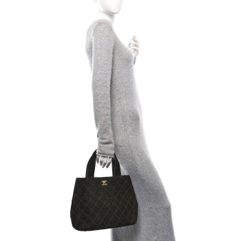 CHANEL Suede Quilted Shopping Tote Brown