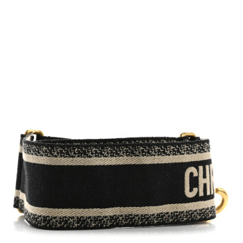 CHRISTIAN DIOR Canvas Embroidered Shoulder Strap Black