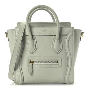 CELINE Drummed Calfskin Nano Luggage Vert D'eau