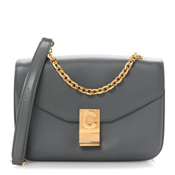 CELINE Shiny Calfskin Medium C Bag Grey