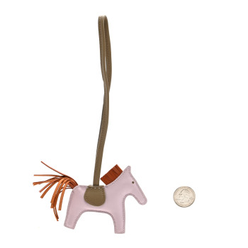 HERMES Milo Lambskin Grigri Rodeo Horse Bag Charm PM Mauve Pale Pain D'Epice Beige Marfa
