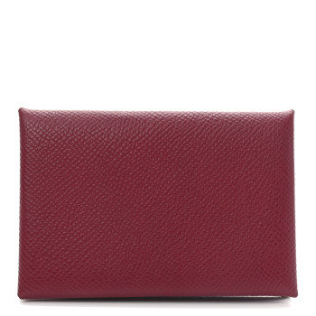 HERMES Epsom Calvi Card Case Rubis