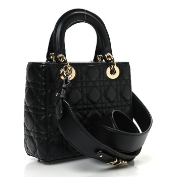CHRISTIAN DIOR Lambskin Cannage Small My ABCDior Lady Dior Black