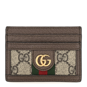GUCCI GG Supreme Monogram Ophidia Card Holder Brown