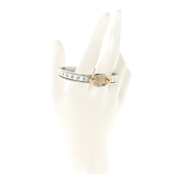 HERMES Enamel Mini Farandole Clic Chaine D'Ancre Bracelet PM Platine White