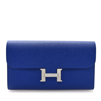 HERMES Epsom Constance Long Wallet Bleu Electrique