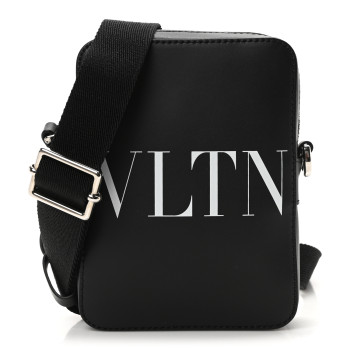 VALENTINO GARAVANI Calfskin VLTN Print Small Crossbody Bag Black