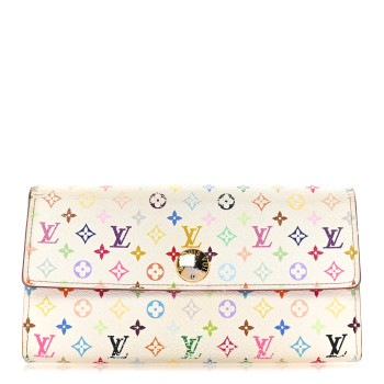 LOUIS VUITTON Monogram Multicolor Sarah Wallet White Litchi