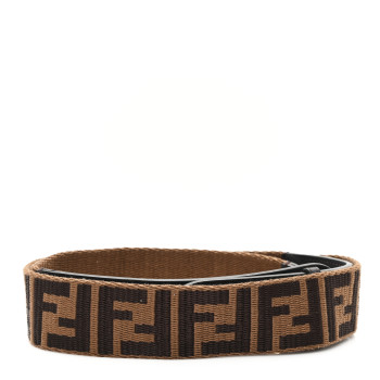 FENDI Ribbon Vitello Century FF 1974 Flat Studded Strap You Fango Marrone Ebano