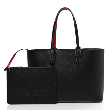 CHRISTIAN LOUBOUTIN Calfskin Loubinthesky East West Cabata Tote Black