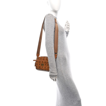 MCM Visetos Monogram Small Aren Crossbody Cognac
