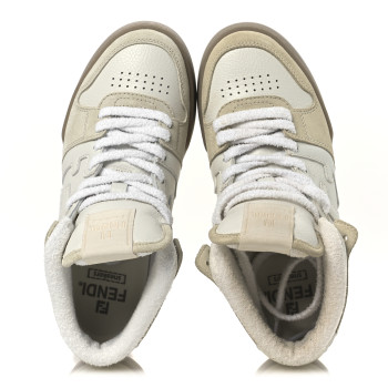 FENDI Suede Vitello Fendi Match High Top Sneakers 37 Ice Fendi White