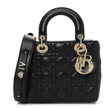 CHRISTIAN DIOR Lambskin Cannage Small My ABCDior Lady Dior Black