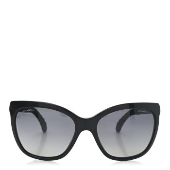 CHANEL Acetate Quilted Polarized Butterfly CC Sunglasses 5288-Q Black
