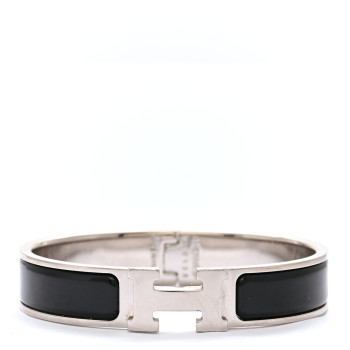 HERMES Enamel Narrow Clic Clac H Bracelet PM Black