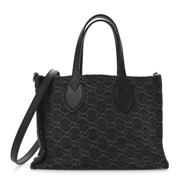 GUCCI Denim Ophidia GG Monogram Tote Medium Black Grey