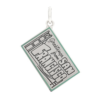 TIFFANY Sterling Silver Enamel San Francisco Postcard Charm Blue
