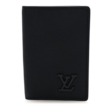 LOUIS VUITTON Grained Calfskin Aerogram Pocket Organizer Black