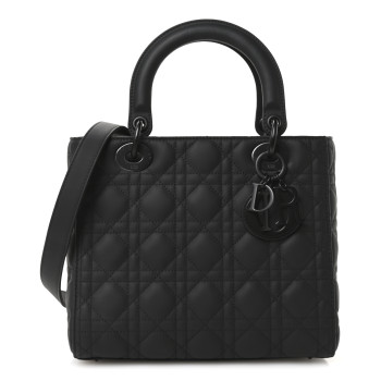 CHRISTIAN DIOR Ultra Matte Calfskin Cannage Medium Lady Dior Black