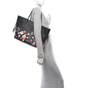 LOUIS VUITTON LV X TM Empreinte Flowers Neverfull MM Black
