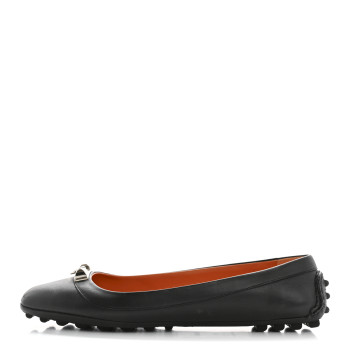HERMES Calfskin Liberty Ballerina Flats 37 Black