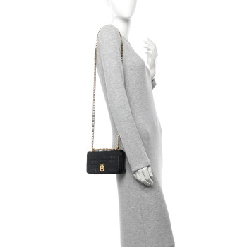 BURBERRY Lambskin Quilted Mini Lola Bag Black