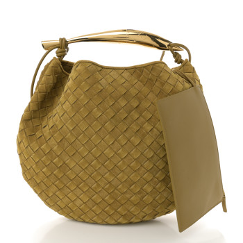 BOTTEGA VENETA Suede Intrecciato Medium Sardine Bag Limonite