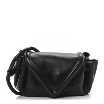 BOTTEGA VENETA Lambskin Small Beak Triangle Flap Shoulder Bag Black