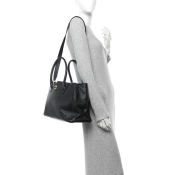 CHANEL Calfskin Cerf Executive Shopper Tote Black