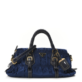 PRADA Tessuto Nylon Gaufre Shopping Satchel Bluette