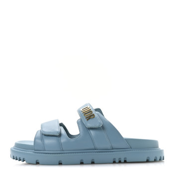 CHRISTIAN DIOR Lambskin Dioract 10mm Slide Sandals 37.5 Dusty Sky