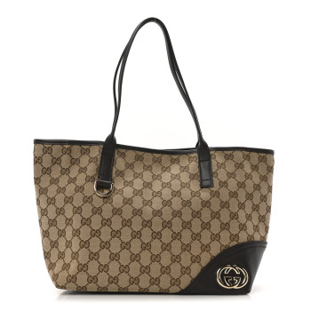 GUCCI Monogram Medium New Britt Tote Brown