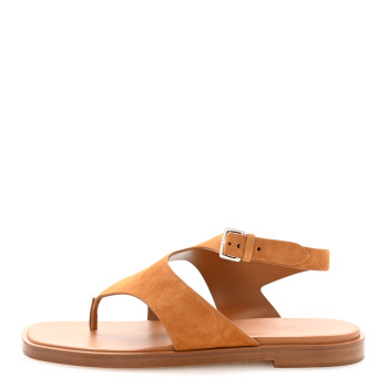 HERMES Suede Goatskin Karem Sandals 38.5 Naturel