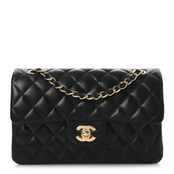 CHANEL Lambskin Quilted Small Double Flap Black