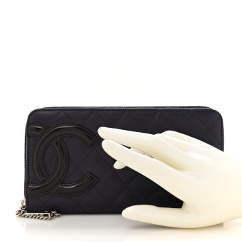 CHANEL Calfskin Cambon Zip Around Organizer Wallet Purple