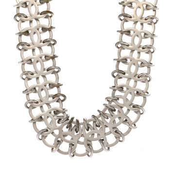 CHANEL CC In The Air Choker Necklace Silver