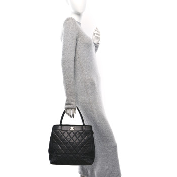 CHANEL Caviar Quilted CC Shopping Tote Black