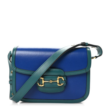 GUCCI Azalea Calfskin Horsebit 1955 Shoulder Bag  Imperial Blue Pavone