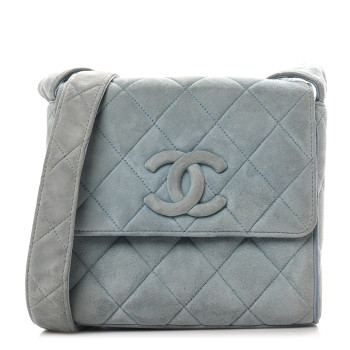 CHANEL Suede Small Messenger Flap Light Blue