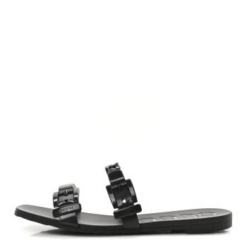 GUCCI Rubber Womens Slide Sandals 40 Black
