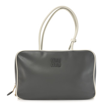 MIU MIU Soft Calf Softy Large Beau Top Handle Bag Marmo White