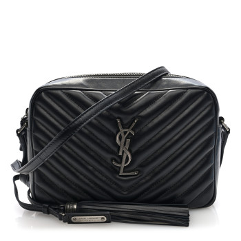 SAINT LAURENT Calfskin Matelasse Monogram Lou Camera Bag Black