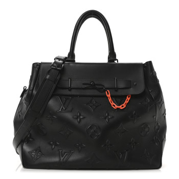 LOUIS VUITTON Monogram Seal Steamer Tote Black