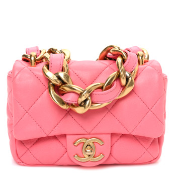 CHANEL Lambskin Quilted Mini Funky Town Flap Pink