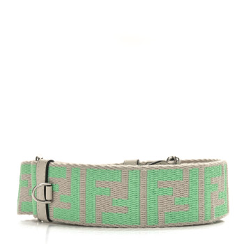 FENDI Jacquard Ribbon Vitello King FF Bi-Color Intreccio Adjustable Strap You Nuvola Edamame