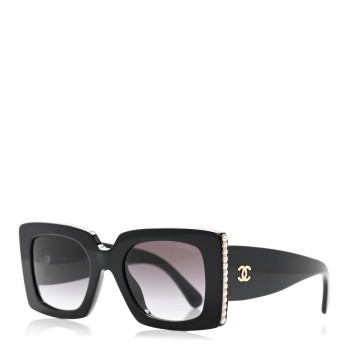 CHANEL Acetate Pearl Rectangle Sunglasses 5480-H-A Black
