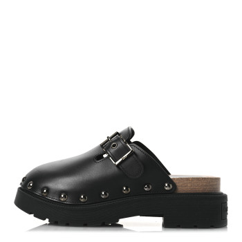 CHRISTIAN DIOR Calfskin Diorquake Buckled Lug Sole 15mm Clogs 36 Black