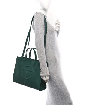 TELFAR Vegan Leather Medium Shopping Bag Dark Olive